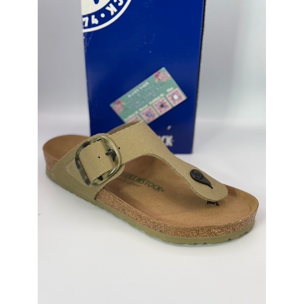 Birkenstock Gizeh Khaki Tan Canvas Thong Sandals Womens Size 10 NWOB